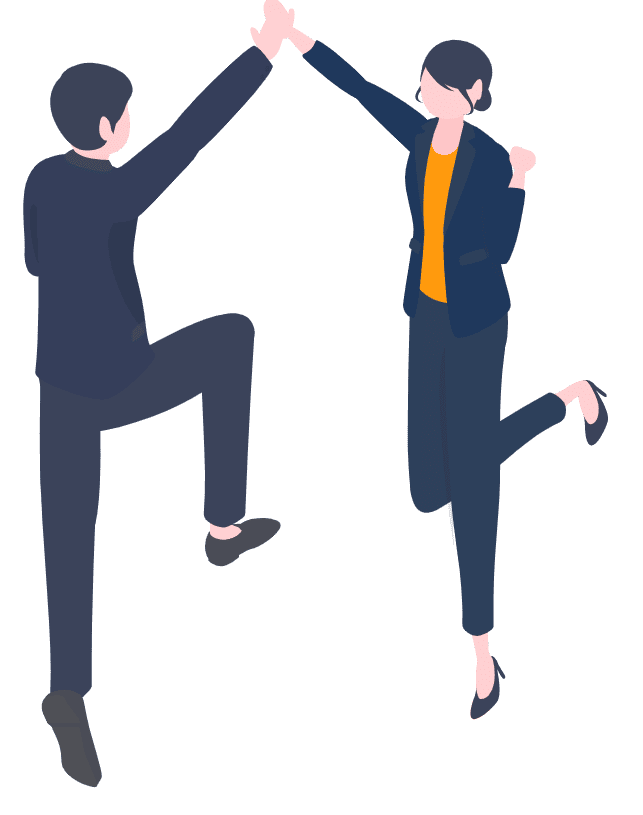 ハイタッチする男女のイラスト